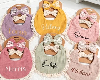 Spersonalizowany śliniaczek dla niemowląt, organiczny bawełniany śliniaczek, spersonalizowany śliniaczek z imieniem, prezent dla noworodka dla chłopca i dziewczynki, prezent na baby shower, haftowany śliniaczek