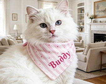 Bandana dla zwierząt – spersonalizowany szalik dla psa i kota, regulowany trójkątny śliniaczek z imieniem i numerem, prosty wybór wzoru, dla małych i średnich zwierząt