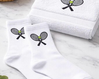Embroidered Tennis Gym Towel and Socks Set- Training Towel Embroidered Socks
