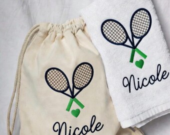 Personalised Embroidered Tennis Bag and Gym Towel Set