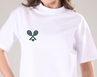 FAST SENT!!! White Tennis Embroidered Tshirt