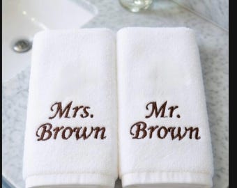 Personalized Embroidered Couple Towel Embroidered Newly Married Towel - Special Named Bath Towel