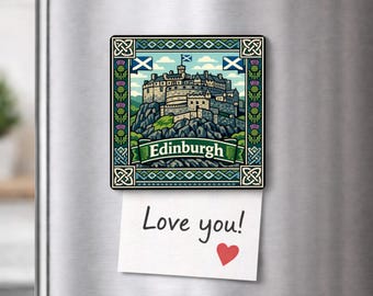 Edinburgh Scotland Fridge Magnet, Edinburgh Castle Souvenir, Scottish Travel Magnet, Celtic Decor Gift
