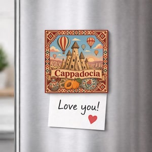 Cappadocia Turkey Fridge Magnet, Fairy Chimneys Souvenir, Central Anatolia Travel Magnet, Turkish Folk Art Gift