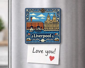 Calamita da frigo di Liverpool, Inghilterra, souvenir del Royal Liver Building, calamita da viaggio marittima del Regno Unito, regalo decorativo britannico