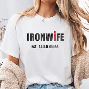 Comfort Colors Ironwife Shirt, Triathlon Wife Shirt, Funny Ironman Support Tee, Triathlon Partner Gift image 1