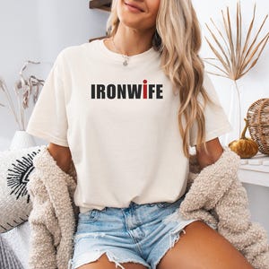 Comfort Colors Ironwife Shirt, Triathlon Wife Shirt, Funny Ironman Support Tee, Triathlon Partner Gift image 4