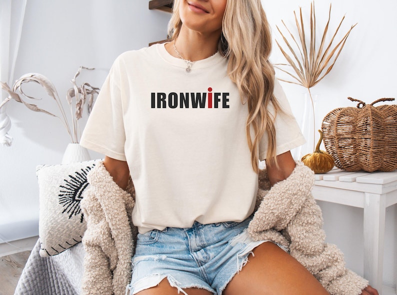Comfort Colors Ironwife Shirt, Triathlon Wife Shirt, Funny Ironman Support Tee, Triathlon Partner Gift image 4