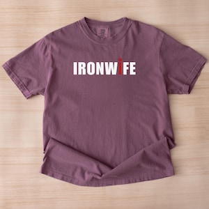 Comfort Colors Ironwife Shirt, Triathlon Wife Shirt, Funny Ironman Support Tee, Triathlon Partner Gift image 8