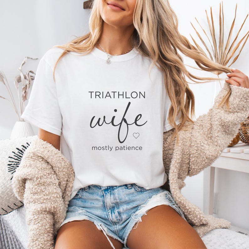 Triathlon Wife Shirt, Mostly Patience Tee, Funny Tri Wife Gift, Ironman Support Shirt image 10
