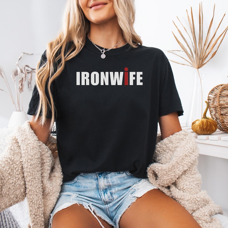 Comfort Colors Ironwife Shirt, Triathlon Wife Shirt, Funny Ironman Support Tee, Triathlon Partner Gift image 3