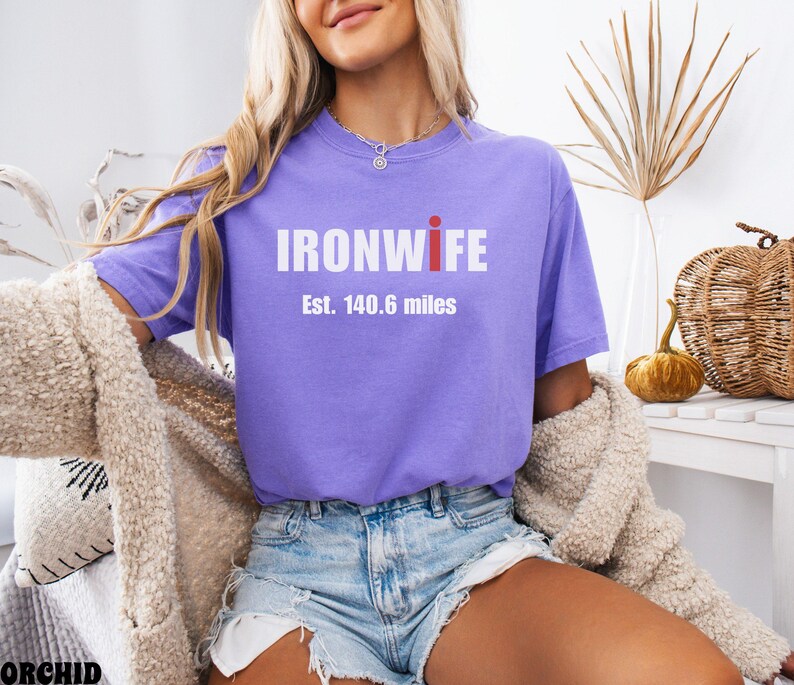 Comfort Colors Ironwife Shirt, Triathlon Wife Shirt, Funny Ironman Support Tee, Triathlon Partner Gift image 9