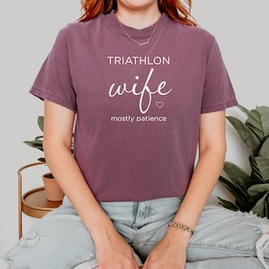 Triathlon Wife Shirt, Mostly Patience Tee, Funny Tri Wife Gift, Ironman Support Shirt image 5