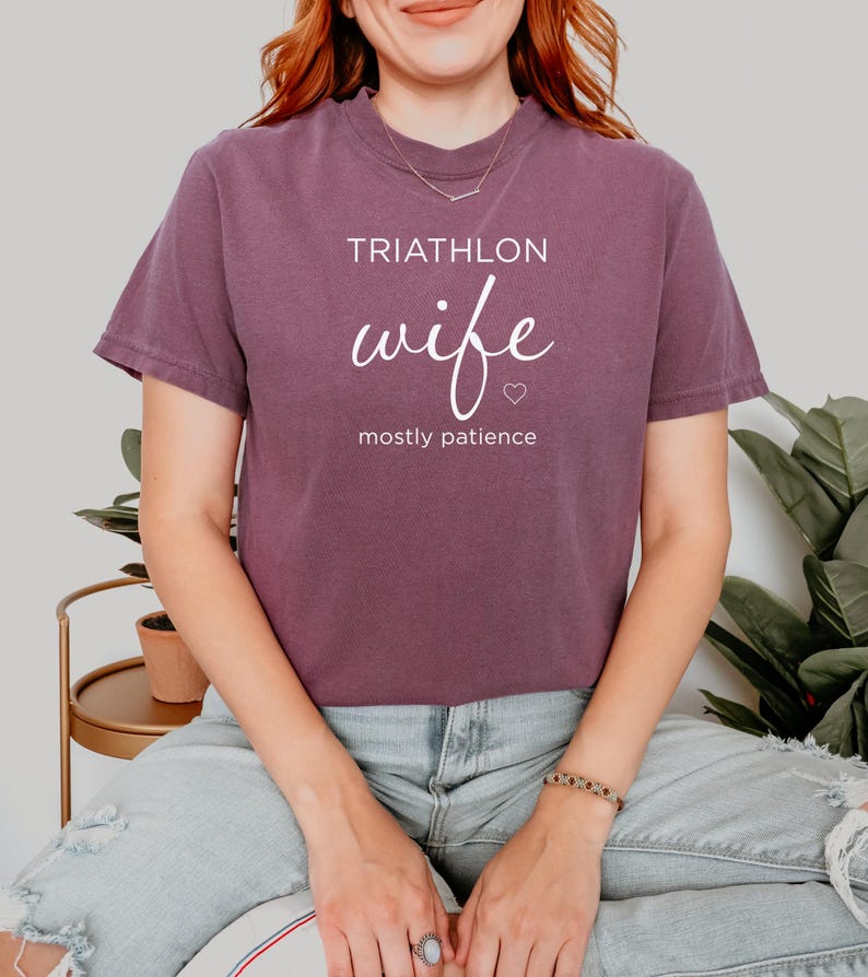 Triathlon Wife Shirt, Mostly Patience Tee, Funny Tri Wife Gift, Ironman Support Shirt image 5