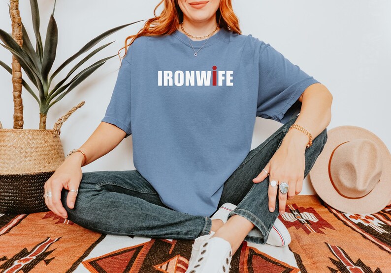 Comfort Colors Ironwife Shirt, Triathlon Wife Shirt, Funny Ironman Support Tee, Triathlon Partner Gift image 5