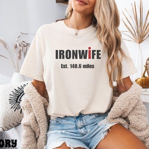 Comfort Colors Ironwife Shirt, Triathlon Wife Shirt, Funny Ironman Support Tee, Triathlon Partner Gift image 2