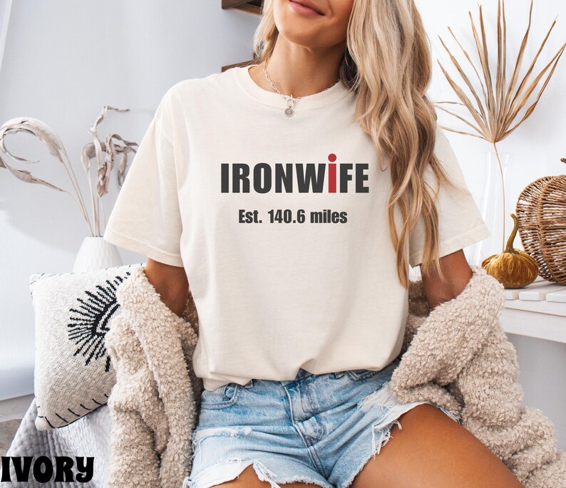 Comfort Colors Ironwife Shirt, Triathlon Wife Shirt, Funny Ironman Support Tee, Triathlon Partner Gift image 2