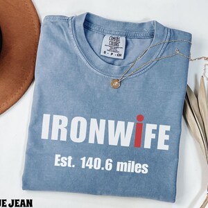 Comfort Colors Ironwife Shirt, Triathlon Wife Shirt, Funny Ironman Support Tee, Triathlon Partner Gift image 4