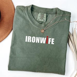 Comfort Colors Ironwife Shirt, Triathlon Wife Shirt, Funny Ironman Support Tee, Triathlon Partner Gift image 11