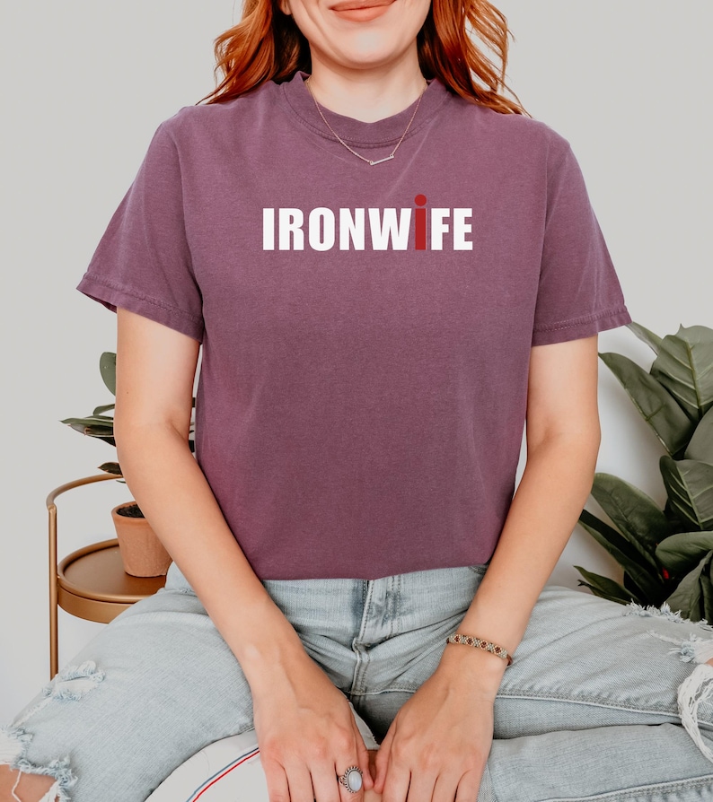 Comfort Colors Ironwife Shirt, Triathlon Wife Shirt, Funny Ironman Support Tee, Triathlon Partner Gift image 7