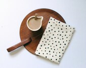 READY TO SHIP - Eco friendly linen tea towel cream black dots