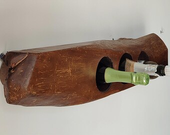 Wooden Wine Rack Wall Mounted – Solid Wood Wine Holder 85 cm – Rustic Wine Storage – Handmade Bottle Rack – Home Decor