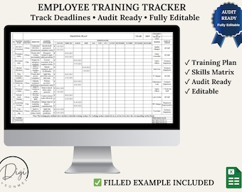 Mitarbeiter Trainingsplan Excel Vorlage | Trainings-Tracker | Prüfungsfertige Trainingsunterlagen | Bearbeitbare Tabelle