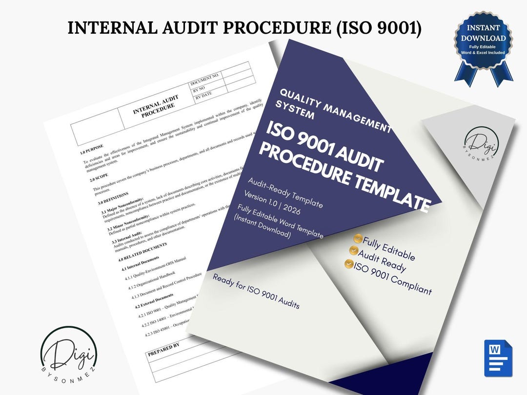 ISO 9001 Internal Audit Procedure Template | Audit Ready QMS Document ...
