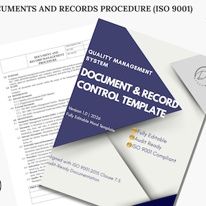 Plantilla de control de documentos ISO 9001 / Procedimiento listo para auditoría / Word editable / Descarga instantánea