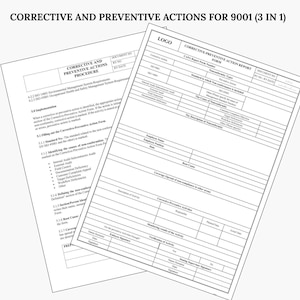 May include: Two white documents with text, including "CORRECTIVE AND PREVENTIVE ACTIONS" and "CAPA Report Form". The documents have lines for filling in information. A blue badge with "INSTANT DOWNLOAD" is in the upper right corner. The Digi logo is in the lower left.