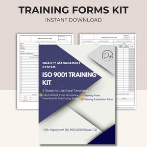 ISO 9001 Training Forms Kit | Training Form & Evaluation Form | Excel Templates | Employee Training Records | Instant Download
