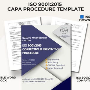 Szablon procedury CAPA ISO 9001 | Działania korygujące i zapobiegawcze | Edytowalny plik Word | Gotowy do audytu | Natychmiastowe pobranie