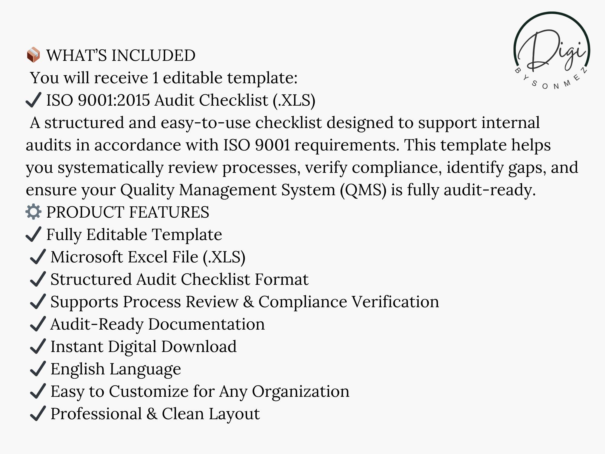 ISO 9001:2015 Audit Checklist Excel Template (internal Audit) - Etsy