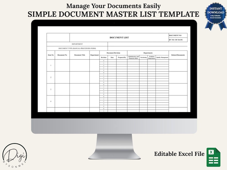 ISO 9001 Document List Templates | Master & External Tracker | Editable ...