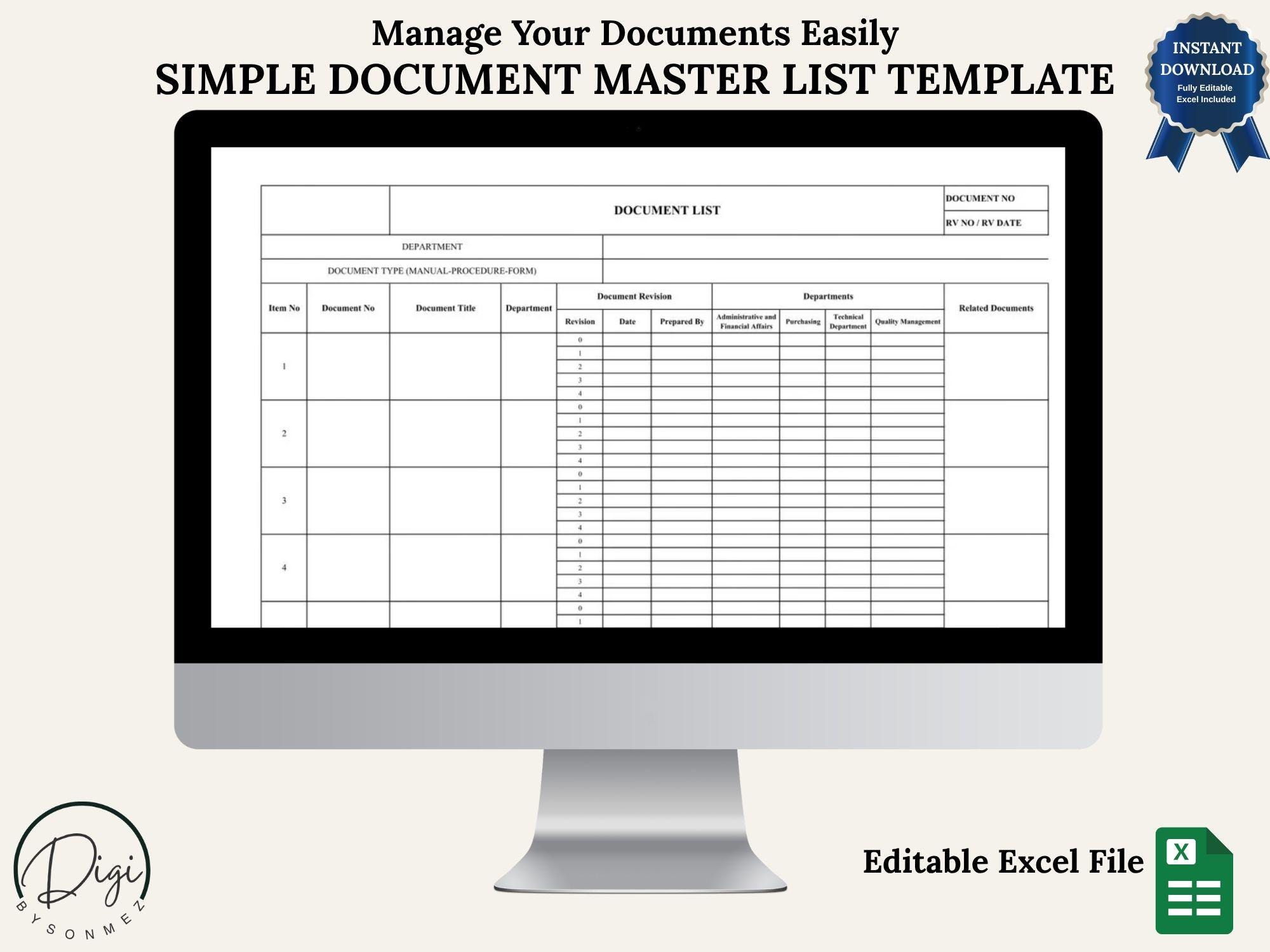 ISO 9001 Document List Templates | Master & External Tracker | Editable ...
