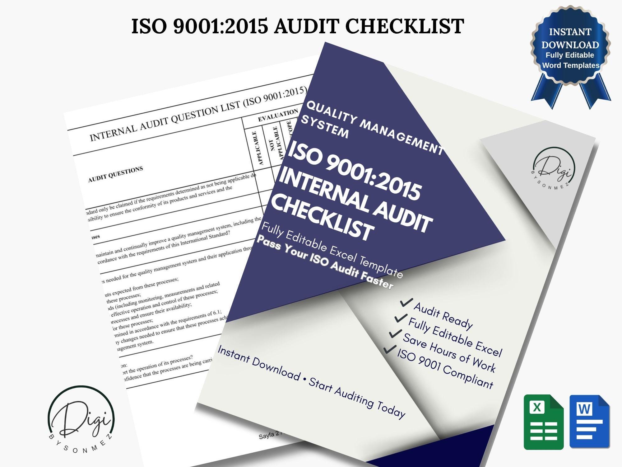 ISO 9001:2015 Audit Checklist Excel Template (internal Audit) - Etsy
