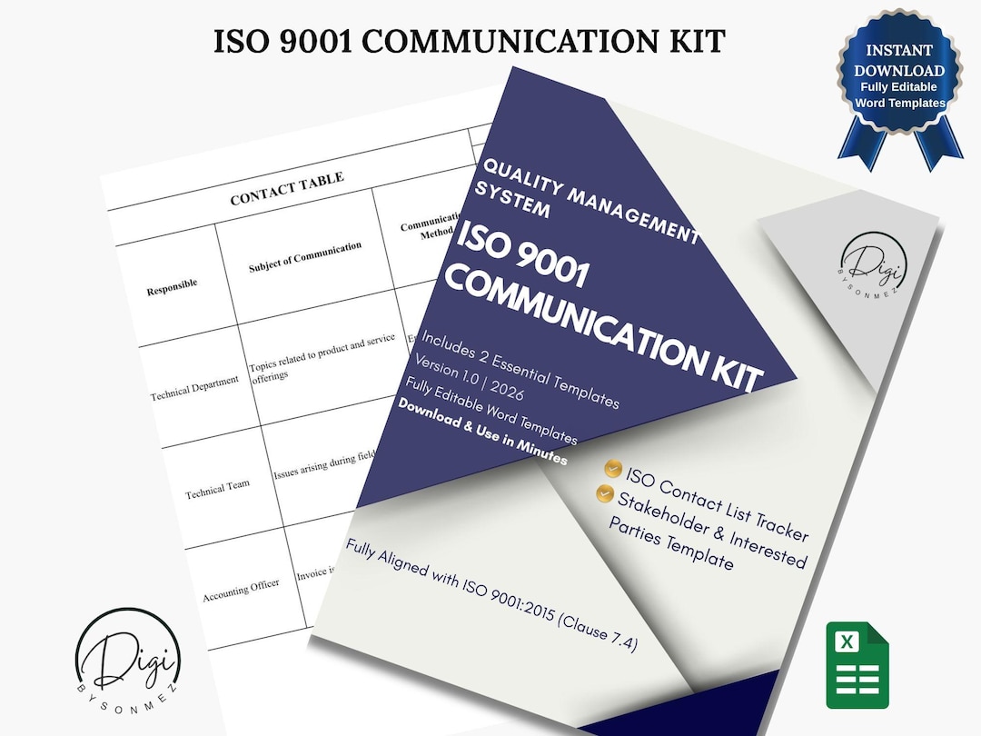 ISO 9001 Communication Plan Excel | Interested Parties Template ...
