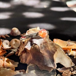 Anillo ajustable de plata de ley 925 reciclada – Creación única – Joyería artesanal hecha a mano con conchas marinas