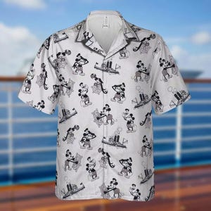 Camisa hawaiana vintage de Mickey y compañía para cruceros, camisa de botones de Mickey para cruceros, camisa retro de Disney para cruceros, regalo de verano para él, regalo para cruceros
