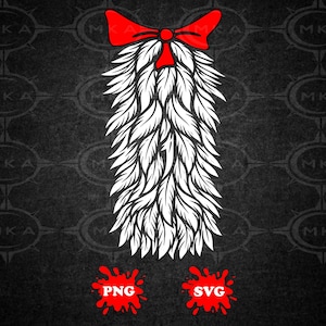 May include: A digital illustration of a white feather design with a red bow at the top. The design is on a dark gray background with the letters "MKA" repeated in a circular pattern. Red paint splatters with "PNG" and "SVG" text are at the bottom.