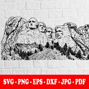 MONTE RUSHMORE, SVG, Camiseta, Pegatina, Envoltorio para taza, Vector, Diseño de sublimación, Silueta, Descarga digital, SVG-PNG-EPS-DXF-JPG-PDF