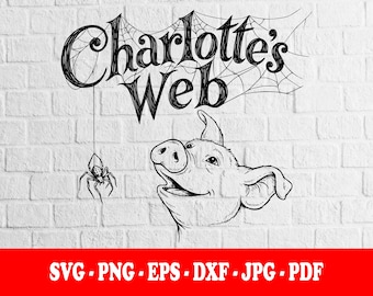 Charlotte's Web, T-shirt, sticker, mokomslag, Vector, sublimatieontwerp, silhouet, digitale download, Svg-Png-Eps-Dxf-Jpg-Pdf