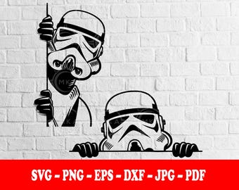 PEEKING STORMTROOPER, 2 Pack, Star Wars, svg, T-Shirt, Aufkleber, Becherverpackung, Vektor, Sublimationsdesign, Silhouette, svg-png-eps-dxf-jpg-pdf