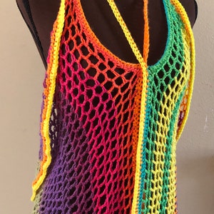 Crochet Wrap Cover Up Dress/ Long Swimsuit Bathing Suit Beach Pool / Handmade / Multicolor image 6