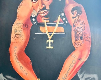 All Eyez On Me 2pac Tupac Oil Painting 40x30 / Direct & Signed by Artist