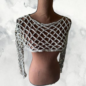 Crochet Bolero Long Sleeve / Crochet Crop Sweater / Handmade