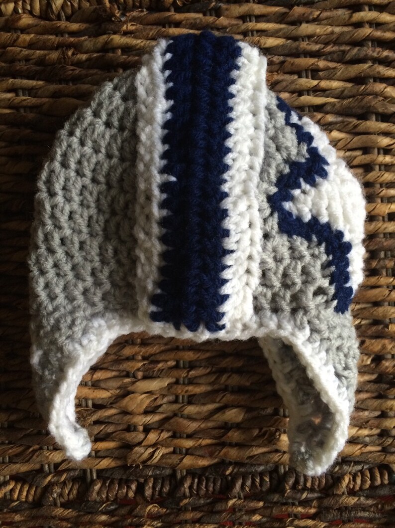 Dallas Cowboys Football Crochet Baby Helmet Hat Gift Set image 3