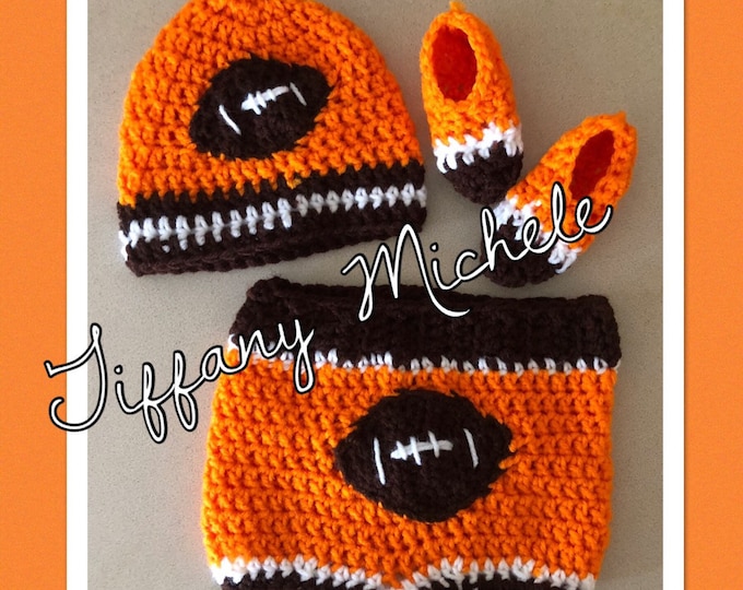 Cleveland Browns Inspired Baby Football Gift Set / Crochet Handmade Sports