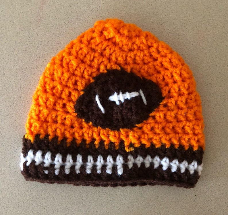 Crochet Sweater Baby Set / Cleveland Football Inspired / Crochet Baby Beanie / Handmade image 3