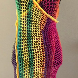 Crochet Wrap Cover Up Dress/ Long Swimsuit Bathing Suit Beach Pool / Handmade / Multicolor image 5